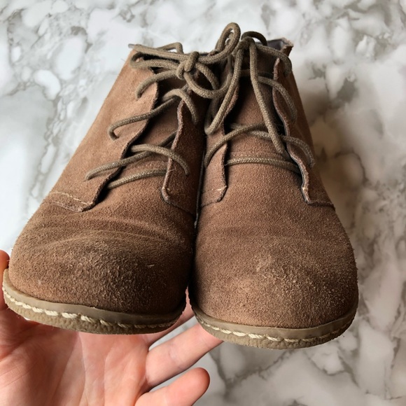 Franco Sarto Mocha Brown or Latte Brown Coloured Lace Up Suede Wedges - Picture 14 of 14
